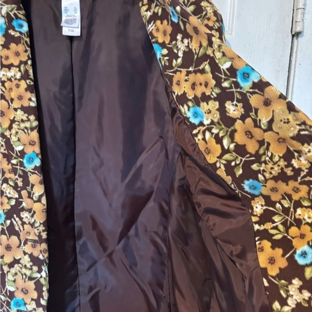 Liz Claiborne “First Issue “ NWOT Lightweight Corduroy Tan/Brown Floral Blazer - Picture 3 of 7